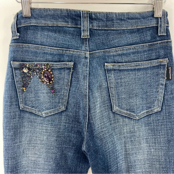 Rinascimento Italian Designer Rhinestone Denim Jeans Size 28 Small - Picture 8 of 13